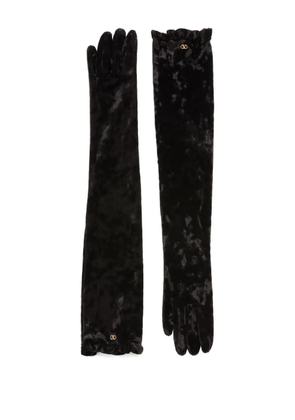 Valentino Garavani VLogo signature long chenille gloves - Black