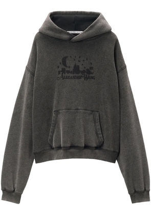 Alexander Wang logo-jacquard cotton hoodie - Grey