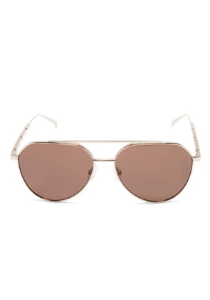 Alexander McQueen Eyewear logo-plaque pilor-frame sunglasses - Gold