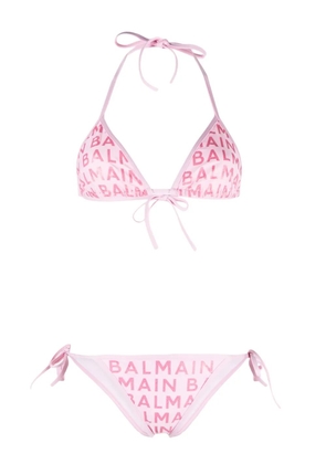 Balmain logo-print bikini set - Pink