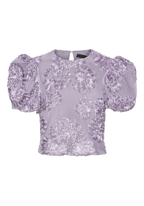 ROTATE BIRGER CHRISTENSEN puff-sleeve floral-embellished top - Purple