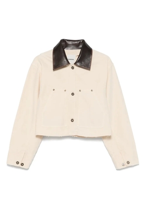 SANDRO contrasting-collar jacket - Neutrals