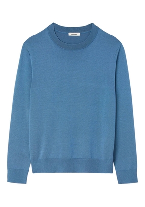 SANDRO crew-neck ribbed-trim sweater - Blue