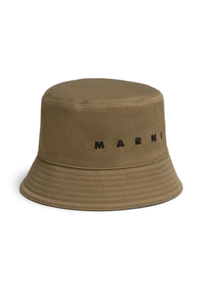 Marni logo-embroidered cotton bucket hat - Neutrals