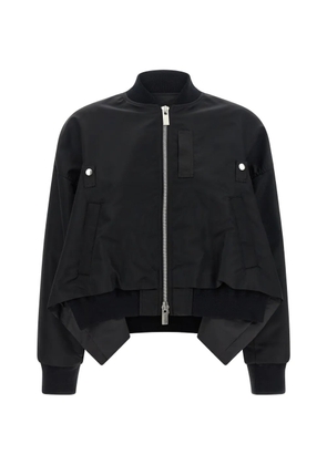 sacai ribbed asymmetric-hem jacket - Black