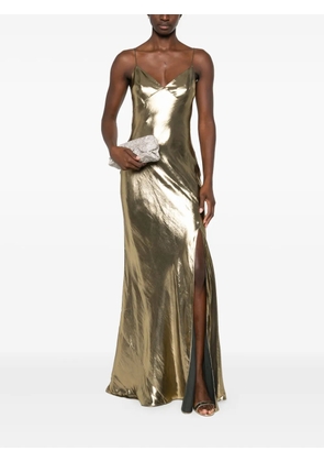 Self-Portrait metallic-effect maxi dress - Gold