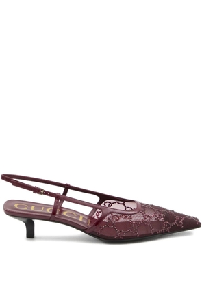 Gucci 35mm GG crystal-embellished slingback pumps - Red