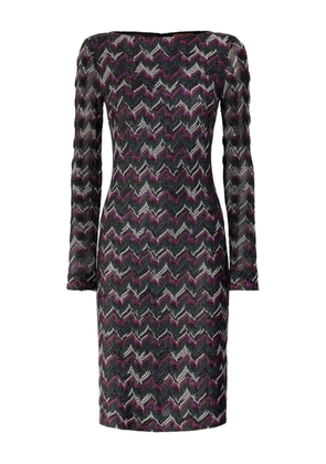 Missoni zigzag-pattern long-sleeve mini dress - Blue