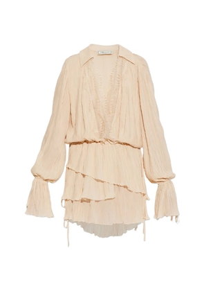 Blumarine lace tiered mini dress - Neutrals