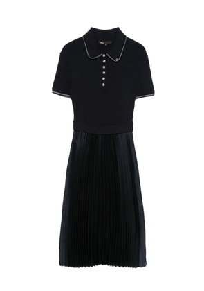 Maje polo-neck pleated dress - Blue