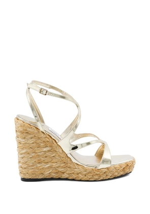 Jimmy Choo Ayla metallic-straps heeled espadrilles - Gold