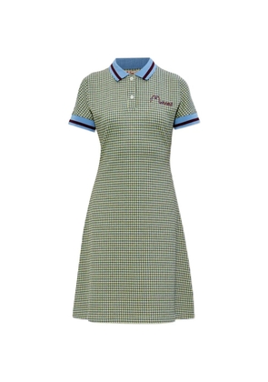 Marni check polo-collar mini dress - Green