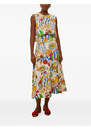 FARM Rio Fresh Table patterned midi skirt - White