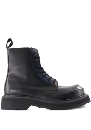 Kenzo 35mm Kenzosmile lace-up metal-plaque combat boots - Black
