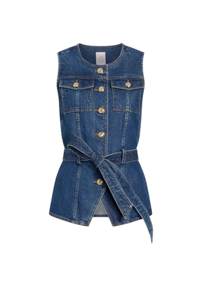 Cinq A Sept Reenee button belted jean vest - Blue