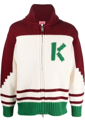 Kenzo floral-intarsia wool cardigan - White