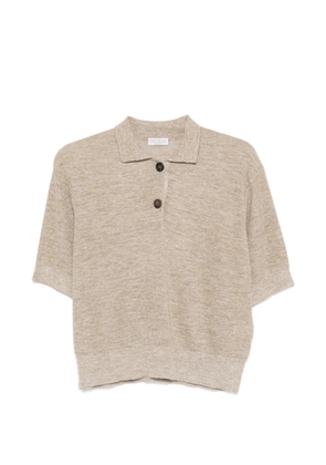 Brunello Cucinelli metallic-thread polo top - Neutrals