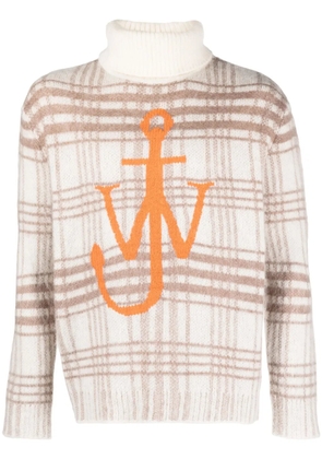 JW Anderson Anchor-jacquard checked jumper - White