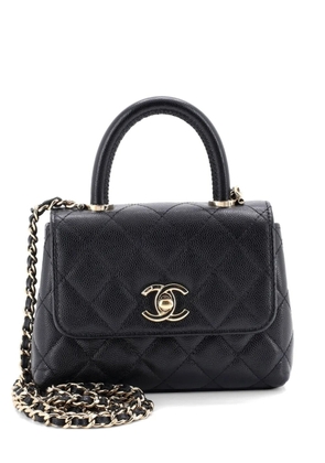 CHANEL Pre-Owned Coco Top Handle Clutch with Chain Quilted Caviar Mini satchel - Black