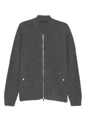 Zanone ribbed zip-up cardigan - Grey