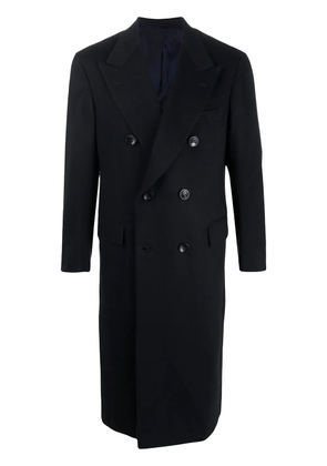 Kiton double breasted cashmere coat - Blue