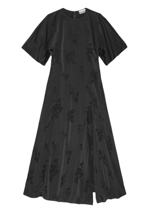 GANNI floral-jacquard dress - Black