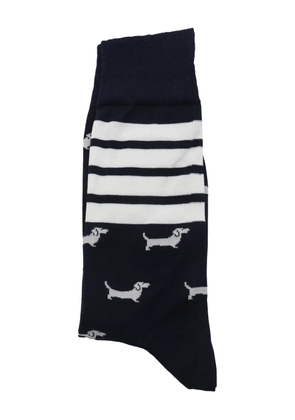 Thom Browne intarsia-logo knitted socks - Blue