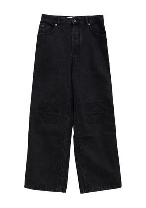 LOEWE logo-embroidered cotton jeans - Black
