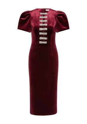 Rebecca Vallance Edwiena puff-sleeve embellished midi dress - Red