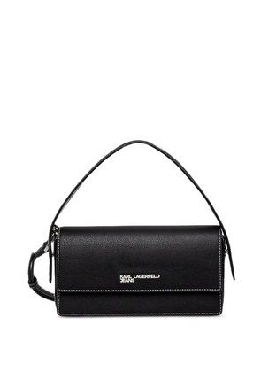 Karl Lagerfeld Jeans logo-plaque contrast-stitch shoulder bag - Black