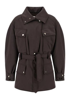 THE ANDAMANE belted-waistband multi-pocket jacket - Brown