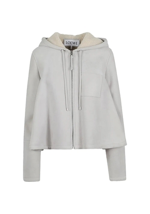 LOEWE leather hooded jacket - Grey