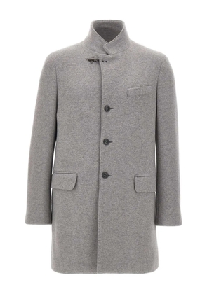 Fay stand-collar flap-pocket coat - Grey