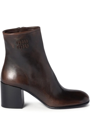 Miu Miu block-heel leather boots - Brown