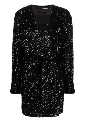 ROTATE BIRGER CHRISTENSEN sequin-embellished wrap minidress - Black