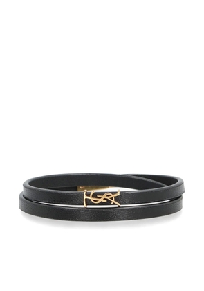 Saint Laurent double-wrap leather bracelet - Black