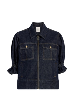 Cinq A Sept Holly ruffled puff-sleeve denim jacket - Blue