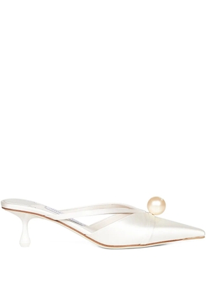 Jimmy Choo 50mm pearl-embellished pointed-toe mules - Neutrals