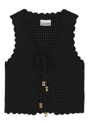GANNI crochet-knit top - Black