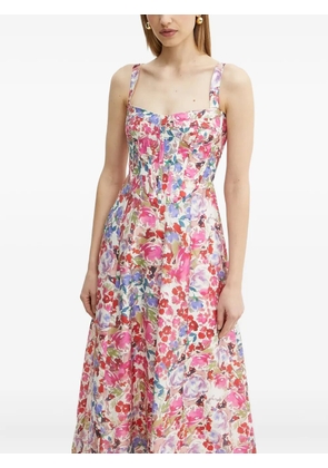 Bardot floral corset midi dress - Pink