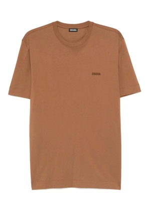 Zegna logo-embroidered T-shirt - Brown
