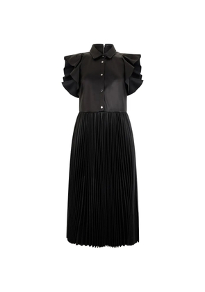 Valentino Garavani ruffled-sleeve pleated dress - Black