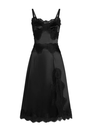 Dolce & Gabbana lace-embellished satin dress - Black