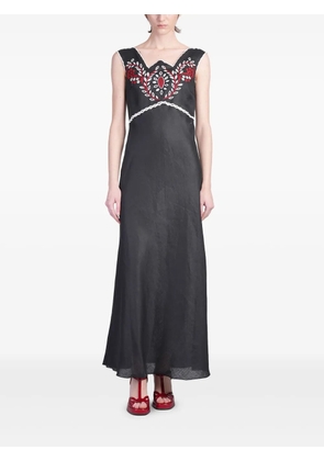 HOLY CAFTAN embroidery-detail maxi dress - Black