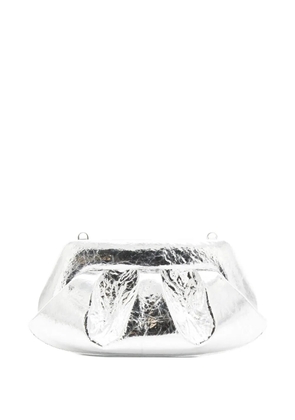 Themoirè pleated metallic-effect clutch bag - Silver