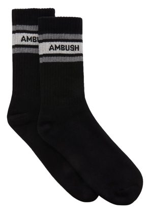 AMBUSH logo-jacquard ribbed socks - Black