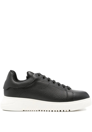 Emporio Armani textured leather sneakers - Black