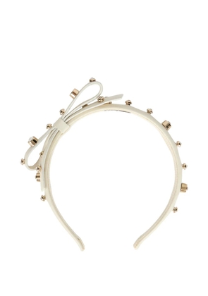 RED(V) bow stud headband - Neutrals