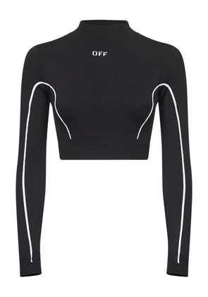 Off-White stripe-detail ribbed cropped sweatshirt - Black