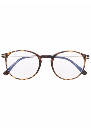 TOM FORD Eyewear tortoiseshell-effect round-frame glasses - Brown